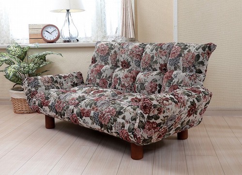 シンプルカウチソファ　TAN-862（ローソファー リクライニング カフェ かわいい 家具 レトロ モダン シンプル リビング 肘掛け コンパクト リラックス 椅子 チェア ローソファー PVC ゴブラン 6段リクライニング）