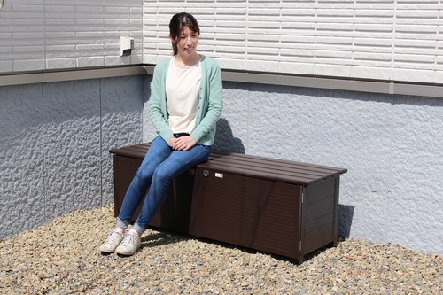 アルミ製ベンチストッカー　屋外収納庫　小型物置　 140cmタイプ（TAN-955-140）（屋外用収納ケース 屋外物置 収納庫 ベンチストッカー 灯油タンク ガーデン アウトドア用品 収納　アルミ縁台ストッカー）