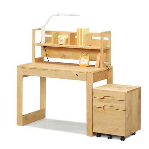 105糎幅 学び取る机 木組みをあしらったアルダー材事務机つづき物＜カローレ＞(マイコン事務机 机 学び取る机 修める机 パウダーコンパクト事務机 分かりやすい 省空白文字 か細い 木製 書房机  片方手押し車 書きもの納める シェルフ 仕合わせ)