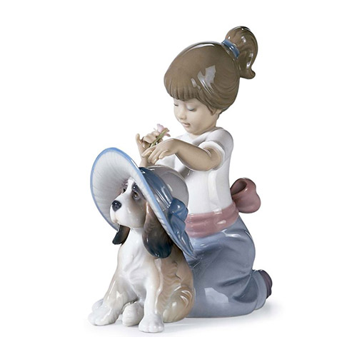 楽天市場 リヤドロ Lladro おめかししようね 6862 陶器人形 置物 リアドロ 少女 女の子 犬 動物 Treasure Hunter