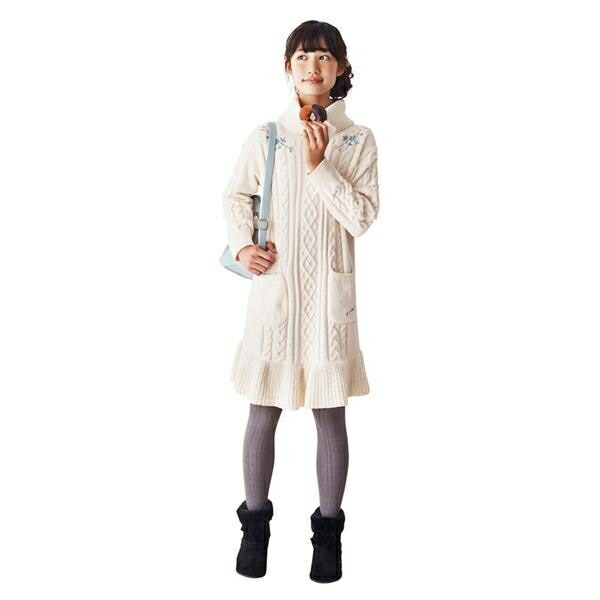 楽天市場 ポンポネットジュニア Pom Ponette Junior 刺しゅう入りニットワンピース Narumiya Online ナルミヤ