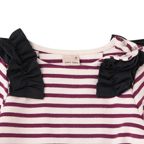 楽天市場 プティマイン Petit Main 肩フリルつきボーダー柄ワンピース Narumiya Online ナルミヤ