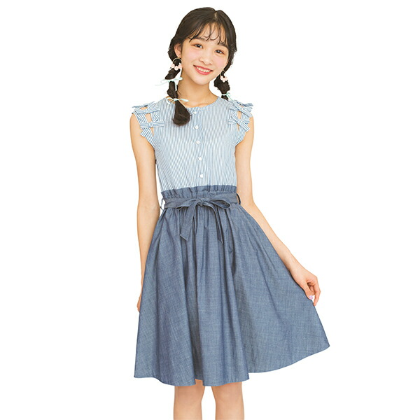 楽天市場 リンジィ Lindsay アヤカコラボ ストライプドッキングリボンワンピース Narumiya Online ナルミヤ