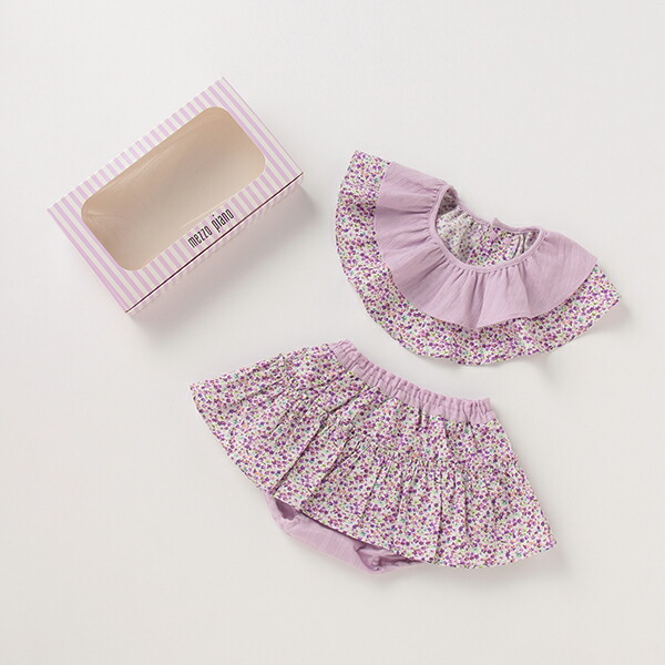 メゾピアノ Mezzo Piano オリジナルギフトボックスつきリボン花柄サークルスタイ フリルカバーパンツセット Clickcease Com