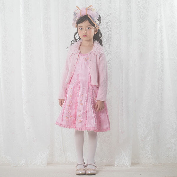 【値下げ】メゾピアノ　ボレロ　ワンピース　130 セット　新品同様 35thビーズ刺しゅうニットワンピース・ボレロ・チョーカーセット