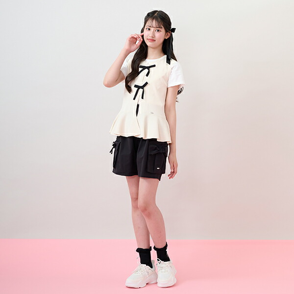 メゾピアノ　新品　140  シェル　Tシャツ　グラデーション ショートパンツ 品質のいい メゾピアノ新品140 ショートパンツ シェルTシャツ