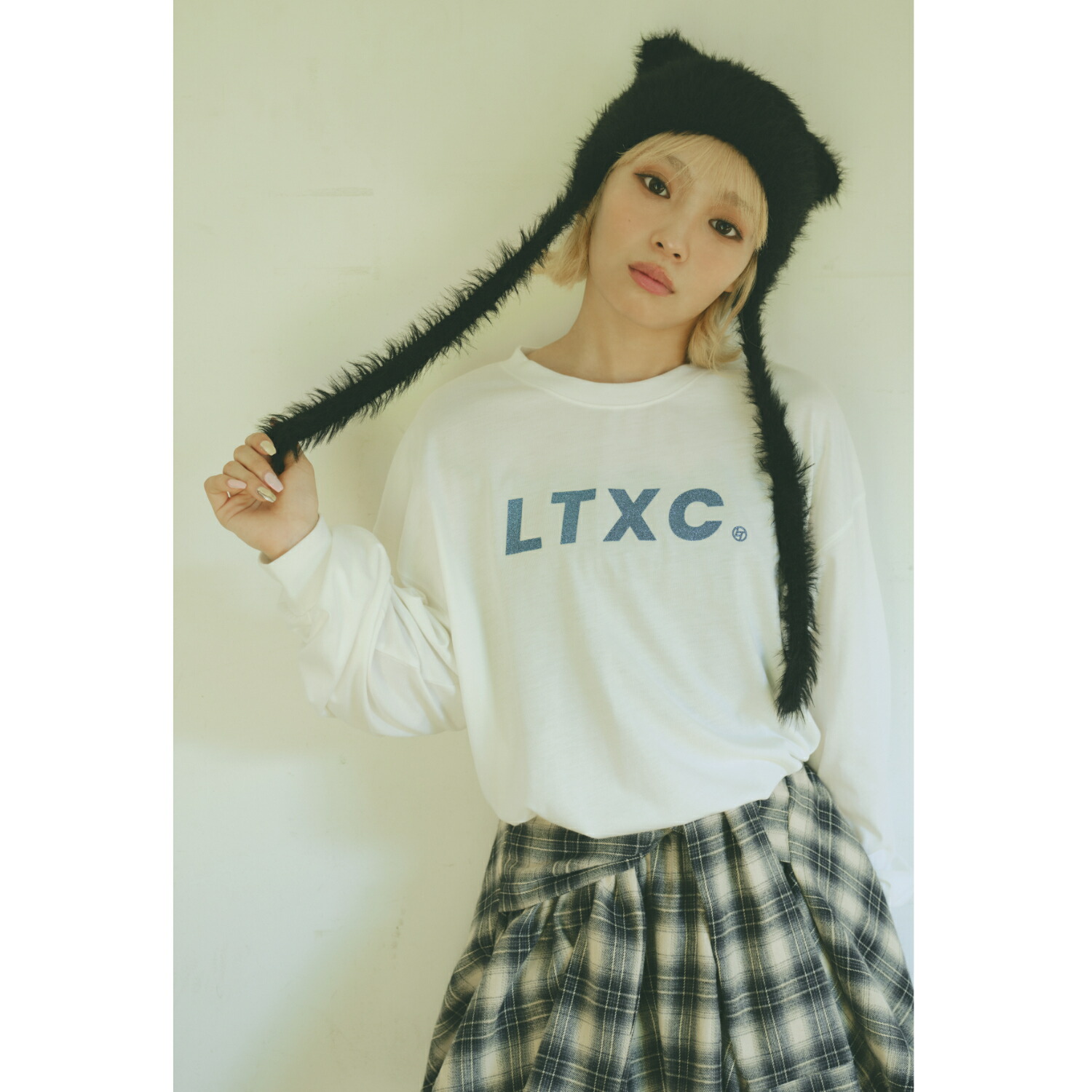 ラブトキシック　ALGY　新品　袖レースアップTシャツとサス付きチェックスカート ラブトキシック(Lovetoxic)WEB・一部店舗限定袖レース