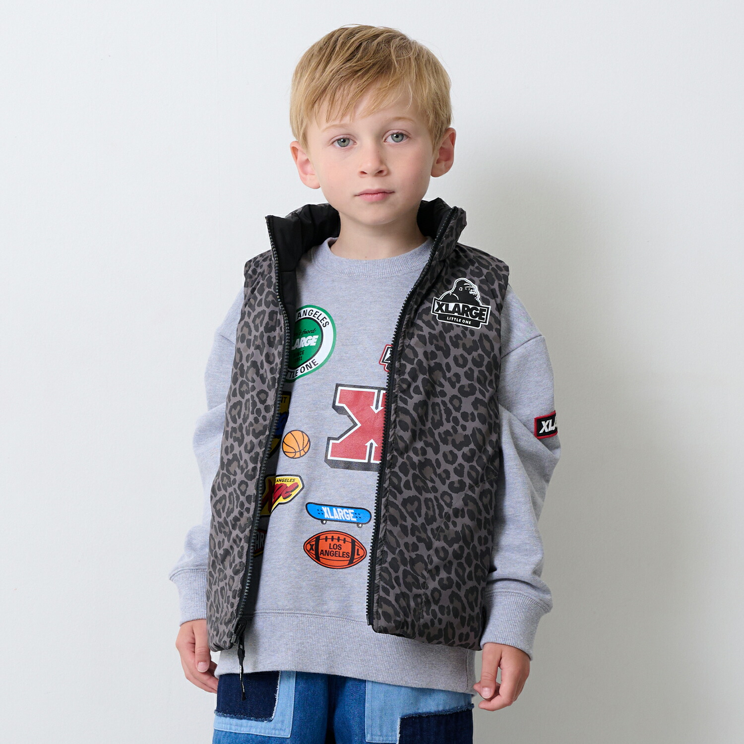 XLARGEKIDS レオパ カーディガン 90cm カーディガン ヒョウ柄 綿100％ ニット 赤ちゃん 子供服