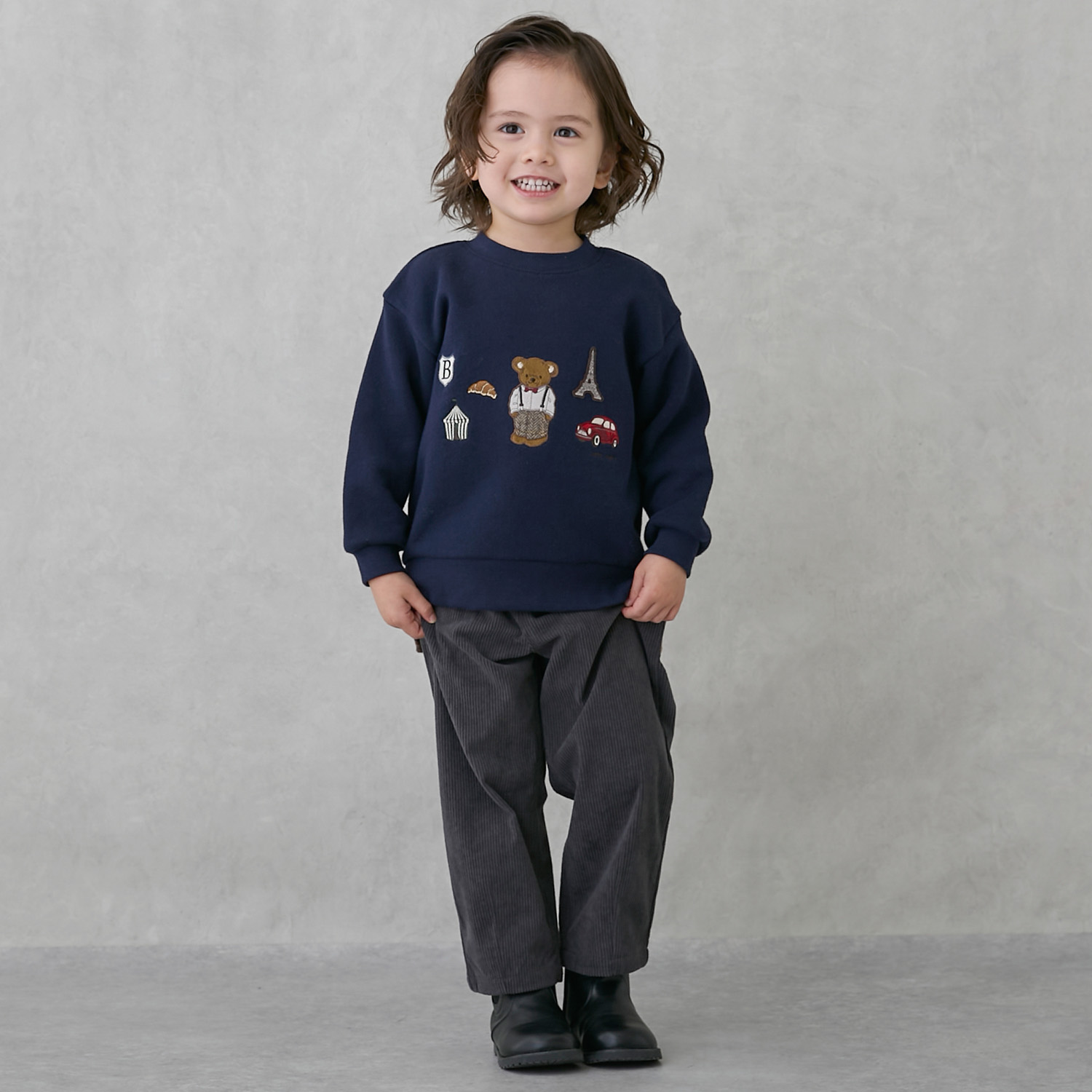 楽天市場】プティマイン(petit main)ゆるシルエットタックパンツ