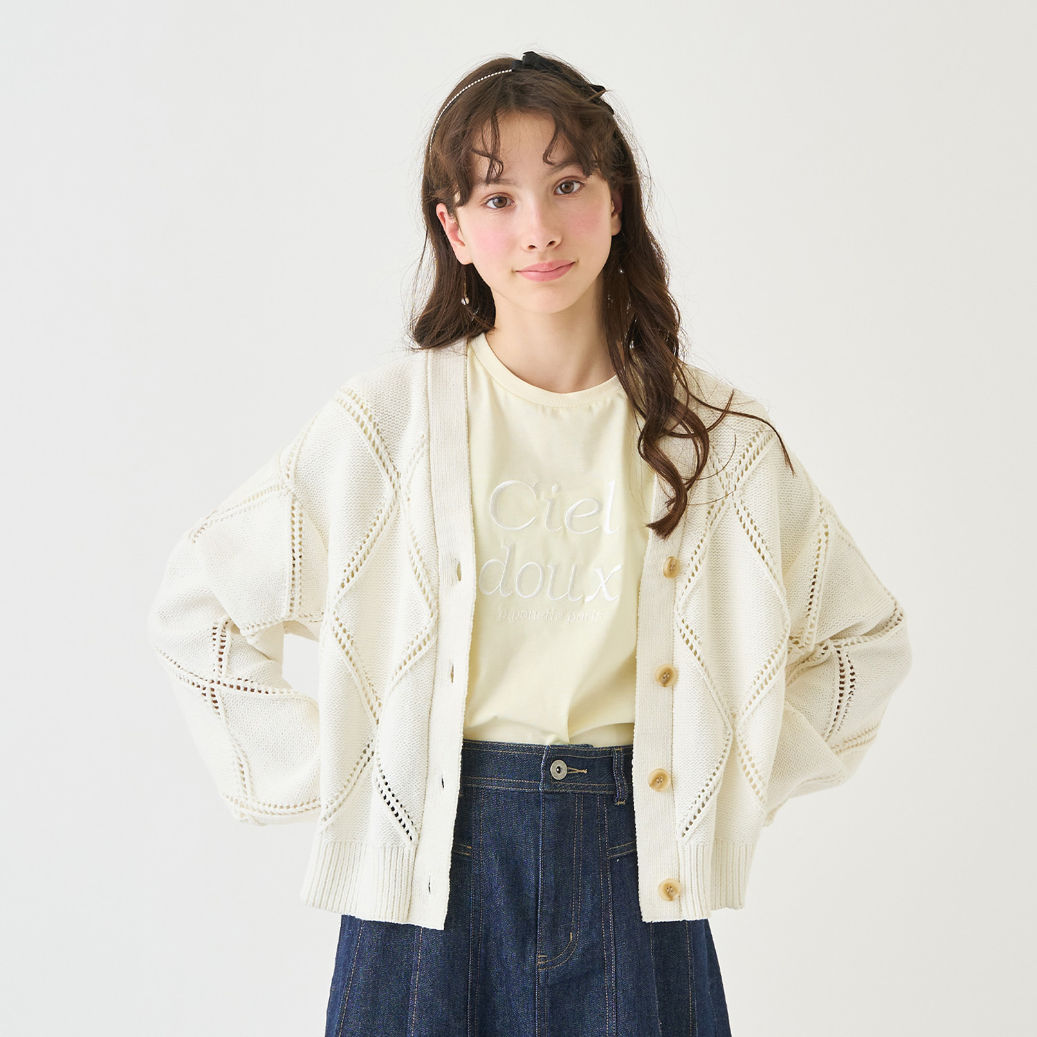 ポンポネットジュニア(pom ponette junior)アーガイルメッシュカーディガン＆プルオーバー仕掛ける