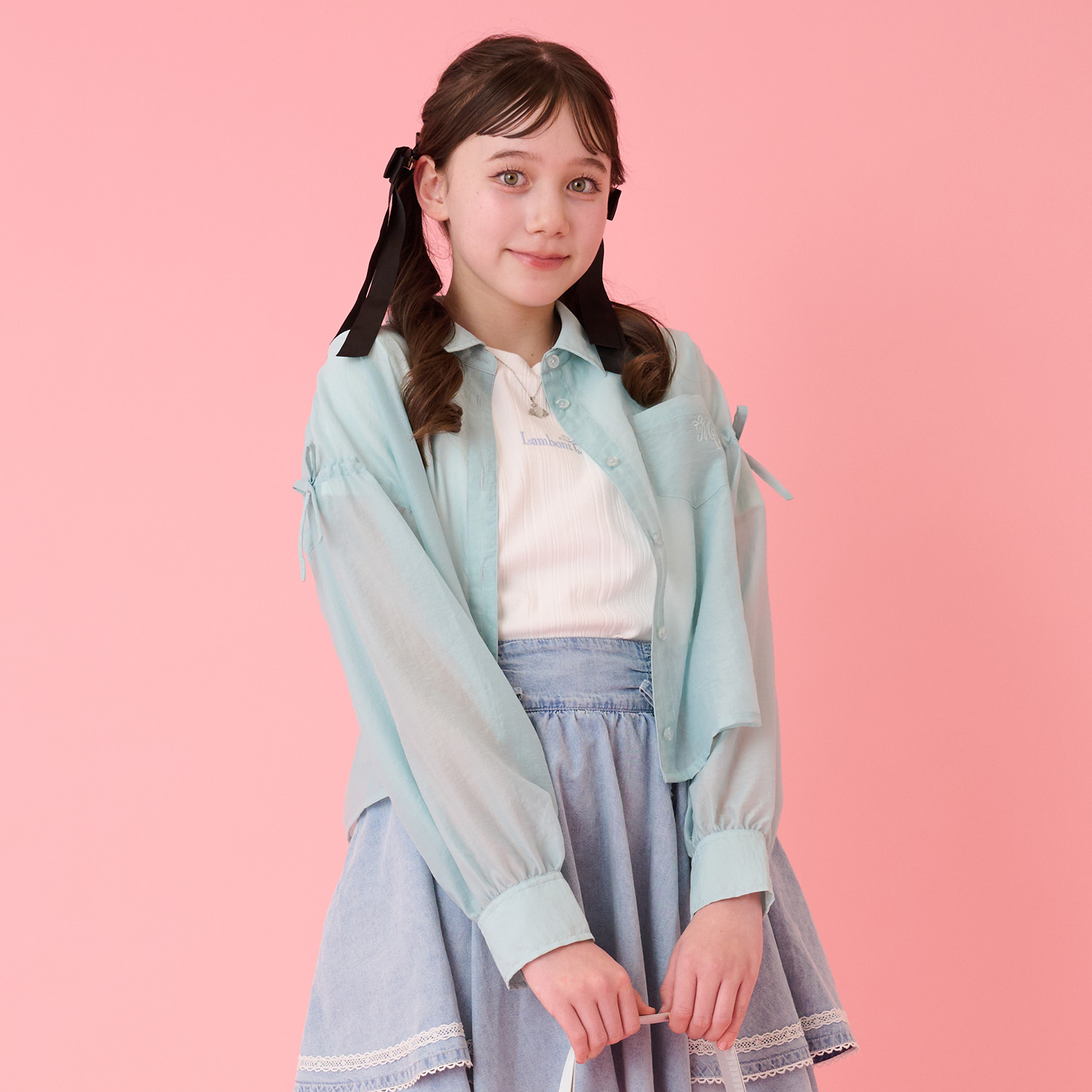 メゾピアノジュニア(mezzo piano junior) シアーシャツ＆リブTシャツセット