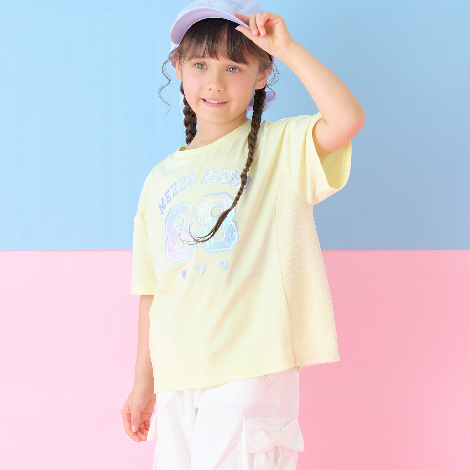 メゾピアノ(mezzo piano) スパンコールナンバリング　半袖Tシャツ