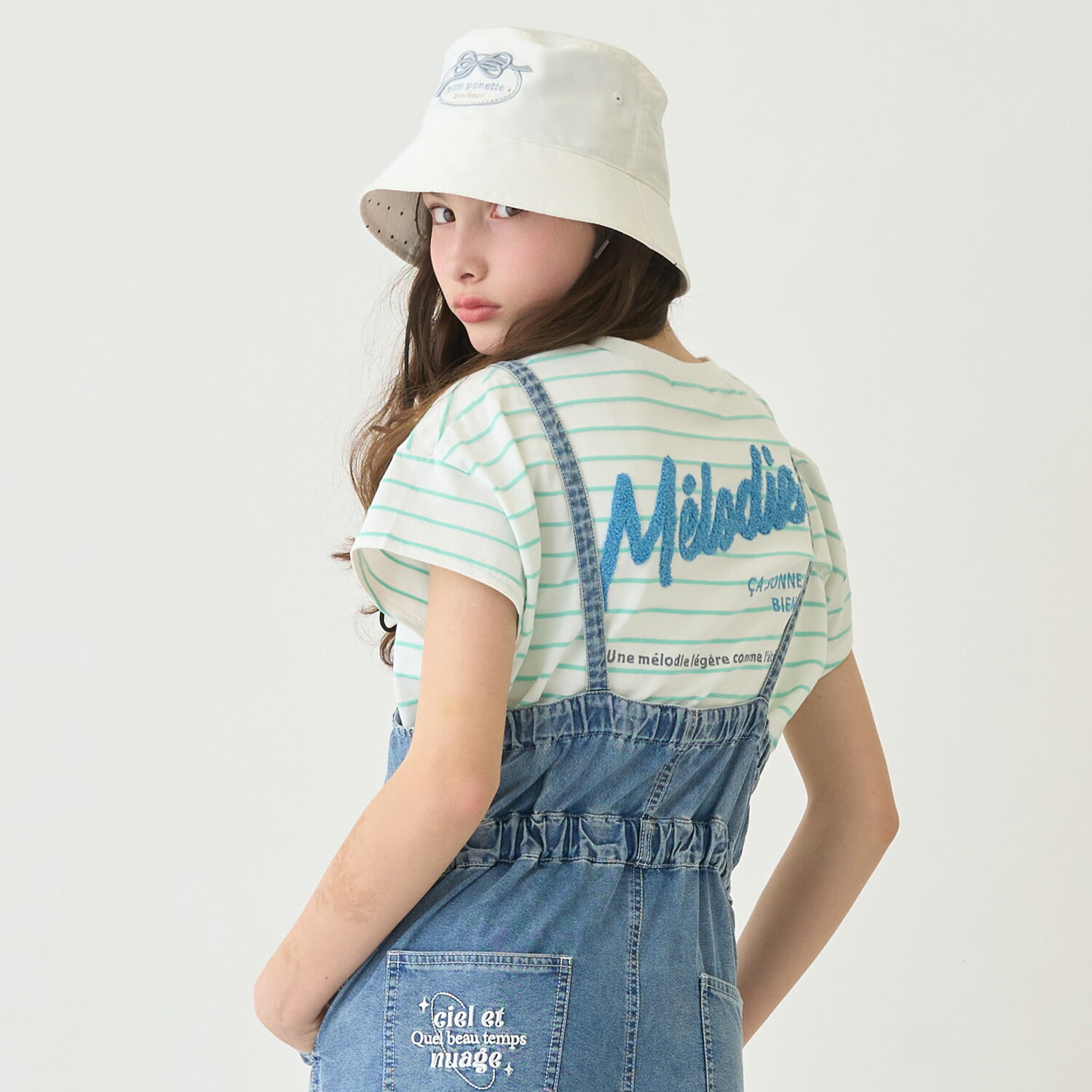 ポンポネットジュニア(pom ponette junior)【130珊あり】バックロゴボーダーティーシャツ Tシャツ・カットソー-キッズ・ベビー・マタニティ