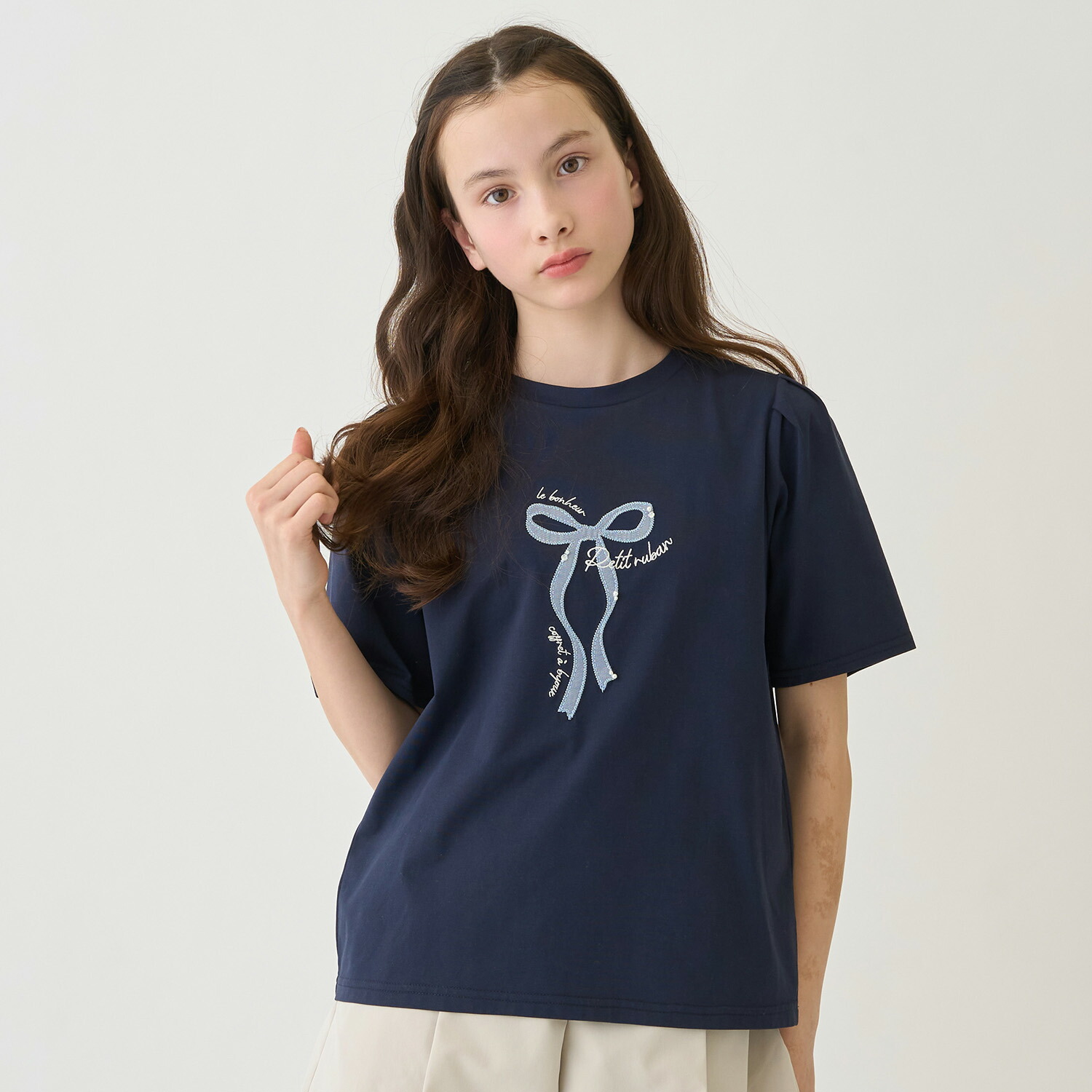 ポンポネットジュニア(pom ponette junior) 【130cmあり】【GOOD PRICE】【吸水速乾】リボンTシャツ