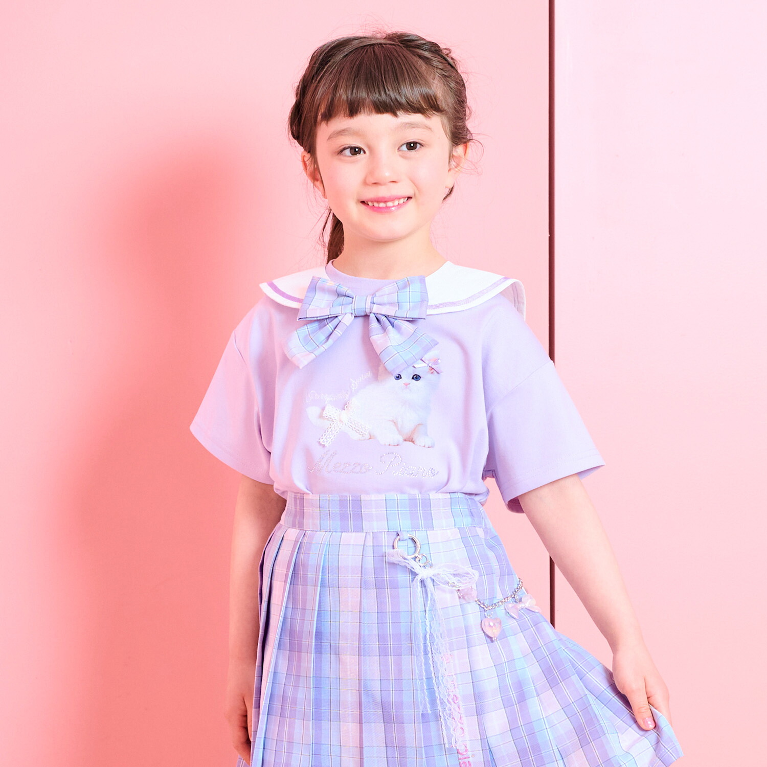 メゾピアノ(mezzo piano)乗り組み員衿つき 半袖プルオーバー【遮熱・当たること冷感・吸水速乾・UVとり捨てる】