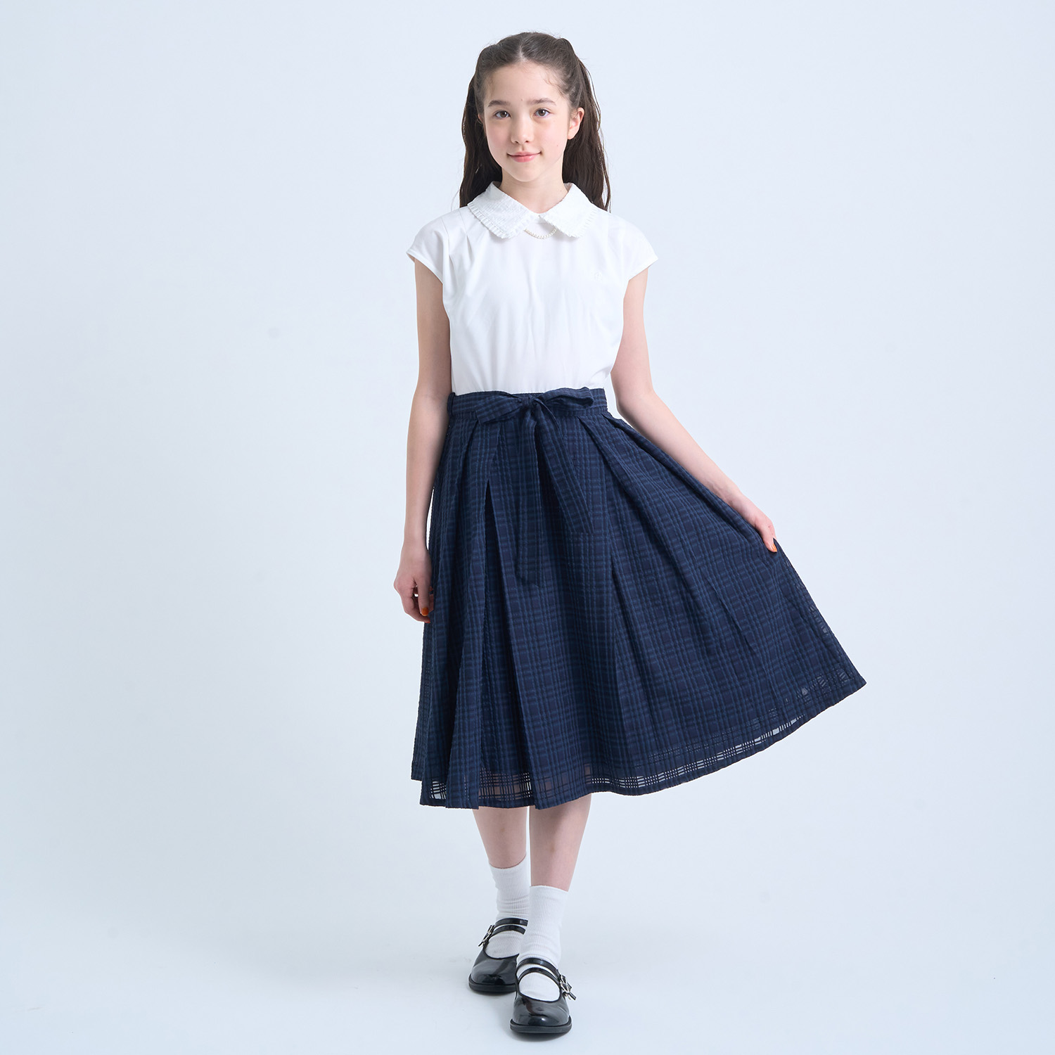 ポンポネットジュニア(pom ponette junior)【130cmあり】シアーチェックドッキングワンピース|NARUMIYA ONLINE(ナルミヤ)