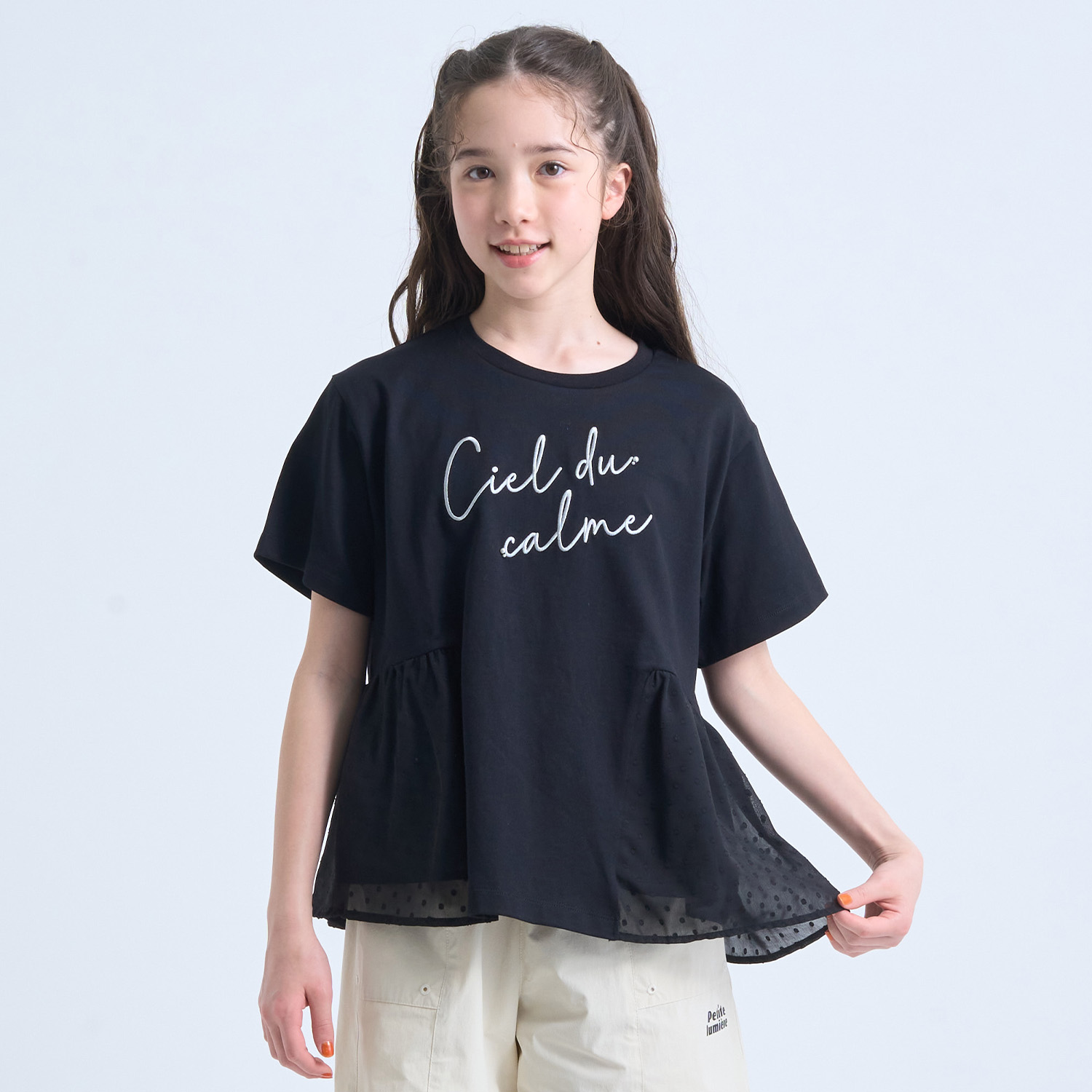 ポンポネットジュニア(pom ponette junior)【130糎あり】【UV取りすてる・遮熱・人付き合い冷感】ペプラムティーシャツ