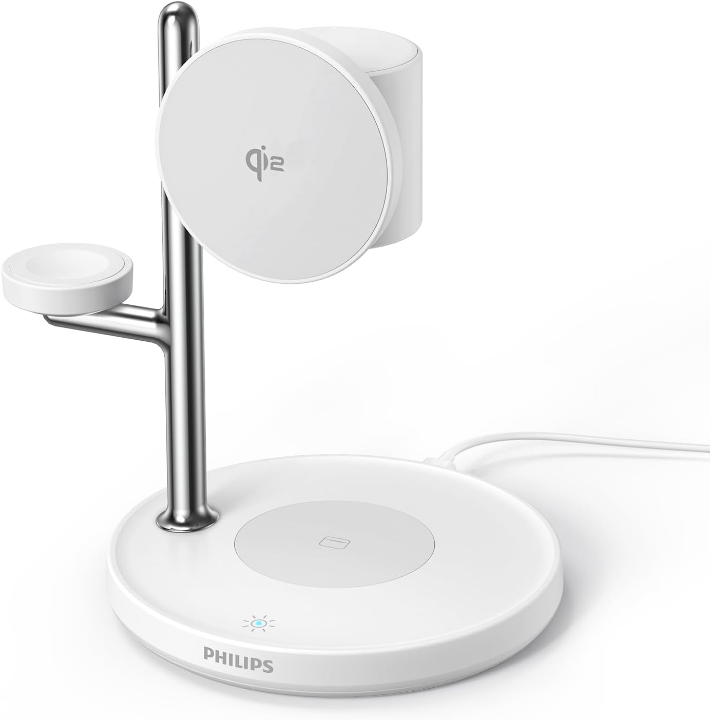 【10倍ポイント】Philips (フィリップス) 3-in-1ワイヤレス充電器 Qi2対応 最大15W 照明ライト付き マグネット式 MagSafe充電器 スタンド型 スマホ/ウォッチ/イヤホン対応 置くだけ充電 iphone16/15/14/13シリーズ Androidスマホ airpods DLK3549Q