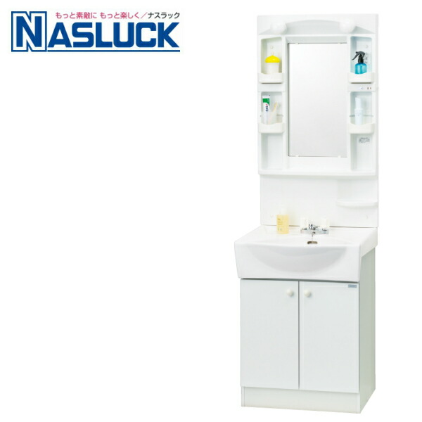 間口60cm 一面鏡 洗面台nasluck 洗面ナスラック洗面用設備幅60 2ハンドル混合栓 Nasluck グランティスグランティス一面鏡洗面化粧台陶器ボウルdirect 洗面化粧台 ナスラック 600mm