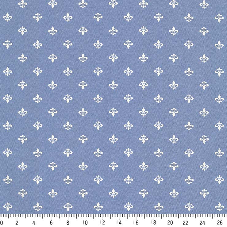 限定品 フルール ド リス ネガ 7648 58 ブルー アイリス Iris 百合の花 紋章柄 夜柄 水色 フランス生地の復刻 10cm単位 やや厚手 生成りオックス生地 綿100 110cm 布 フルールドリス フランスの王家 カルトナージュ クッション エプロン 商用利用可 生地 Cmdb Md