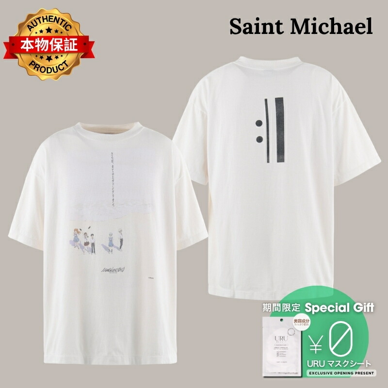 Saint Michael セントマイケル 【本物保証】Tシャツ、ストリートスタイル、メンズ EV_SS TEE/WHITE｜nate shop