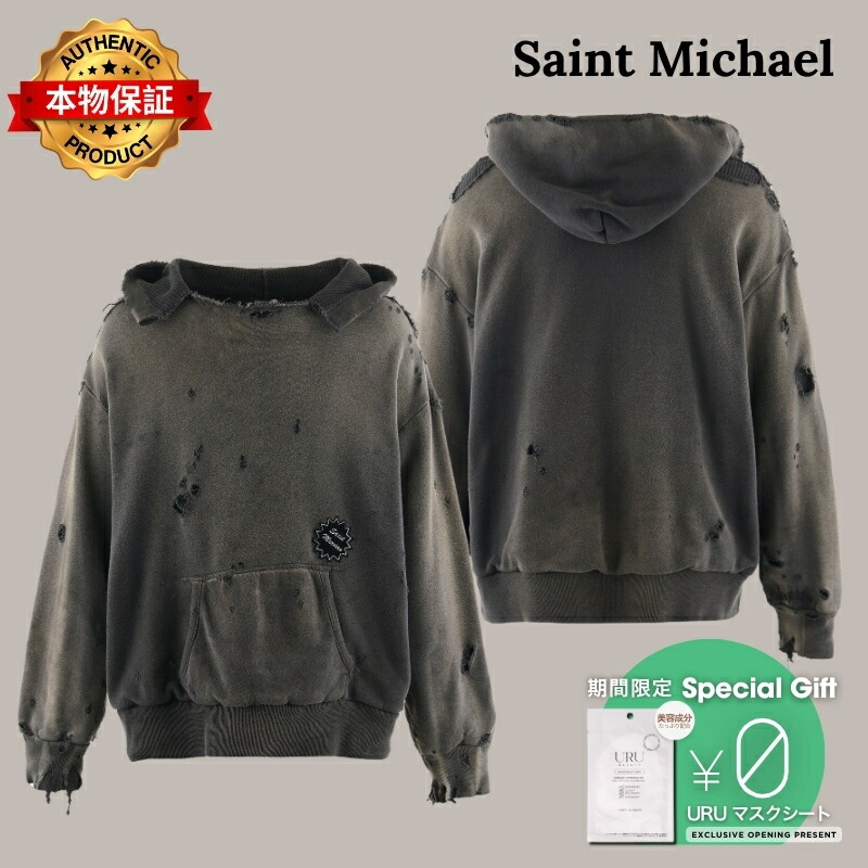 Saint Michael セントマイケル 【本物保証】パーカー、ストリートスタイル、メンズ HOODIE/DBL FACE｜nate shop