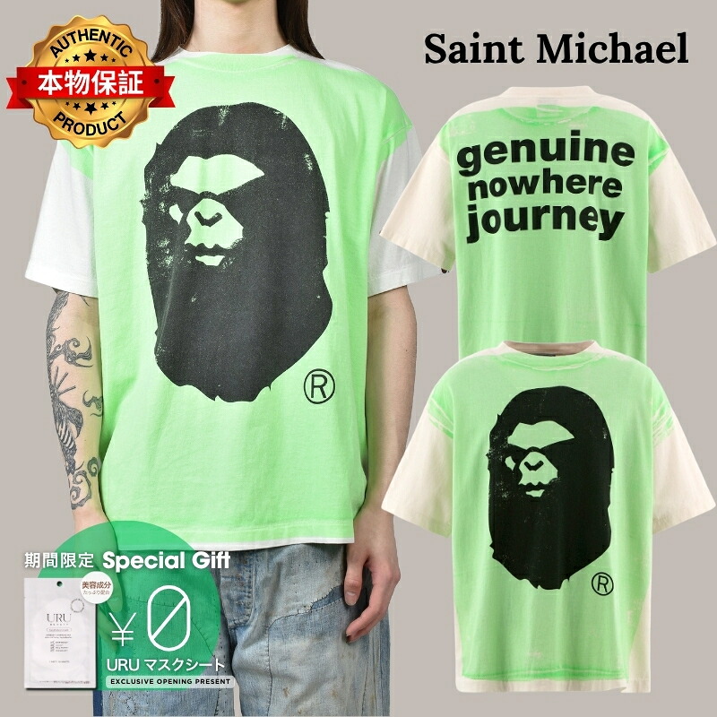 Saint Michael セントマイケル 【本物保証】Tシャツ、ストリートスタイル、メンズ BAPE_SS TEE/HANDPRINT|nate shop