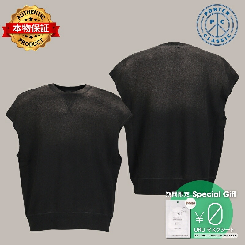 PORTER CLASSIC ポータークラシック 【本物保証】 Tシャツ、ストリートスタイル、メンズH/W OHARIKO GRAFFITI PEACE OTTON KATSU VEST / BLK｜nate shop