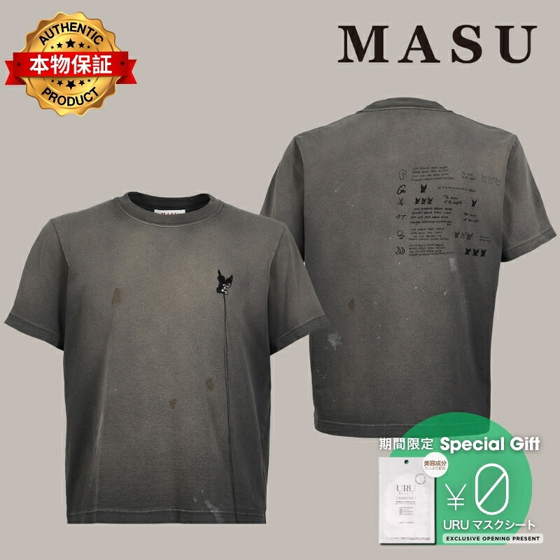 MASU エムエーエスユー 【本物保証】 パーカー、ストリートスタイル、メンズ WASTED BLACK ANGEL T-SHIRT / BLK｜nate shop 27,104円
