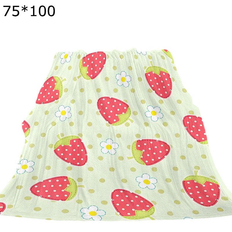 ひざ掛け もこもこ毛布 グリーン 苺柄 いちご 花柄 ドット フランネルブランケット プリント ハーフケット シングル ふわふわ 肩掛け 秋冬掛け毛布 膝掛け かわいい 四季適用 温かい毛布 軽くて暖かい毛布 多用途