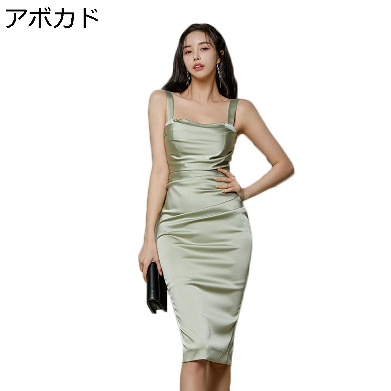 クラブドレス カシュクール ミニワンピ シルク調 タイトドレス 膝丈 ボディコン セクシー グラマラス 韓国ファッション レディース 春夏秋 吊りスカート ハイウエスト 宴会 お呼ばれ クラブ ドレス