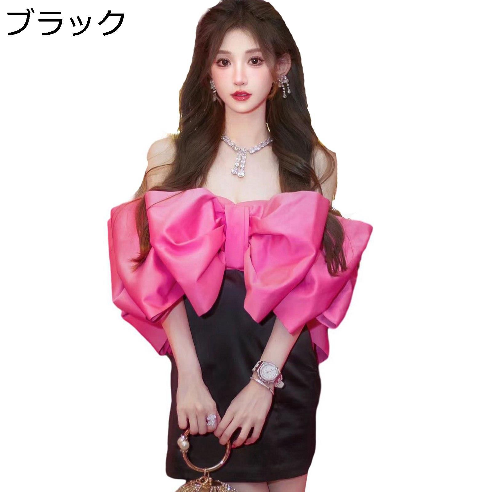ミニワンピ タイトドレス 大きい蝶結び ワンショルダー パーティー キャバドレス ひざ丈 カシュクール ボディコン ハイウエスト きれい 華奢 フェミニン レディース 宴会 通勤 クラブ 春 夏 秋