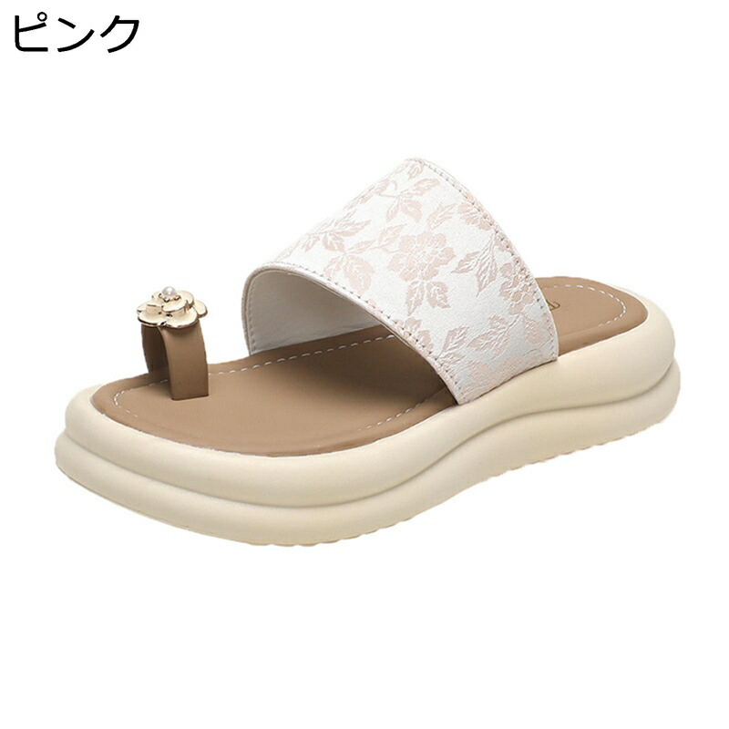 厚底トングサンダル 花飾り付け 花柄 ミュール 砂浜サンダル 下駄 レディース 好いたらしい 刺しゅう 流行り物 心地好いシューズ 夏靴 美脚 韓国 出で立つ 細押し出し 助けになる 分かりやすい 履き分かりやすい 一方ならずない 生活雑貨-スリッパ