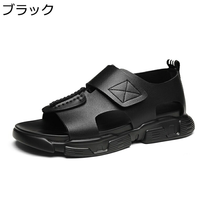 サンダル メンズ スポーツサンダル マジックテープ 厚底サンダル ローマサンダル 外履き サマーサンダル 通気 コンフォート 滑り止め オールシーズン ファッション 男性用 プレゼント お出かけ リゾート ビーチ