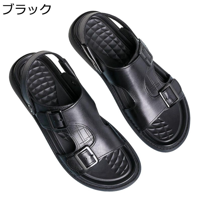 スポーツサンダル レザー メンズ 2way ベルト調整可 サンダル 牛革 四節着用 焦がし加工 カジュアルシューズ 2way履き すりっぱ ビーサン 歩きやすい かっこいい 足ムレ防止 父へ プレゼント ウォーキング 職場用