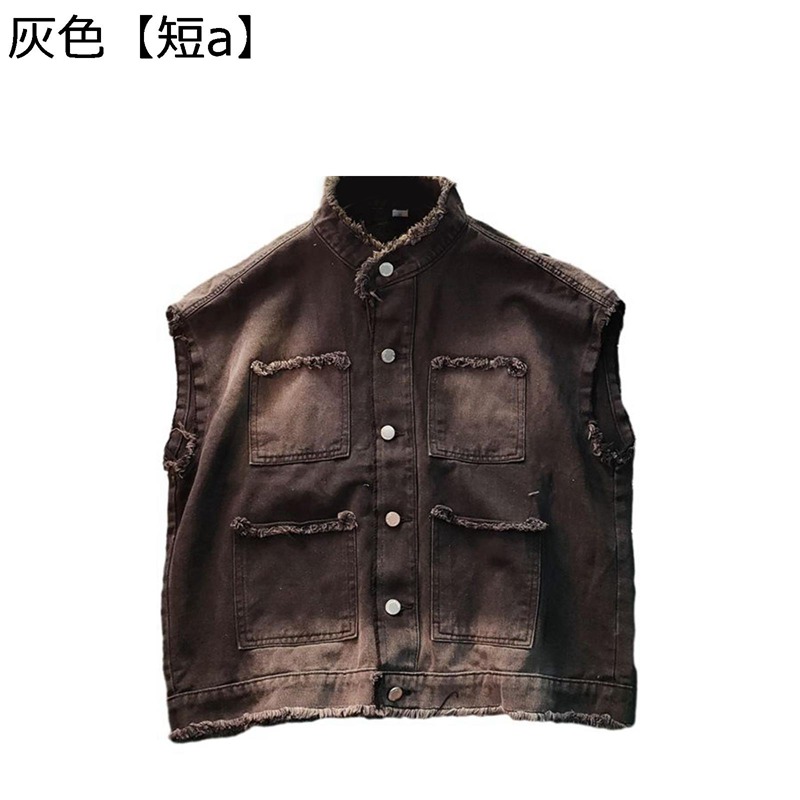 デニムベスト ジージャン ショート丈 多機能 バイクチョッキ メンズ 袖無し 着痩せ アウター デニムジャケット お洒落 防風 細身 作業着 おしゃれ ストリート系 韓国 前開 ポケット付き シンプル 春秋
