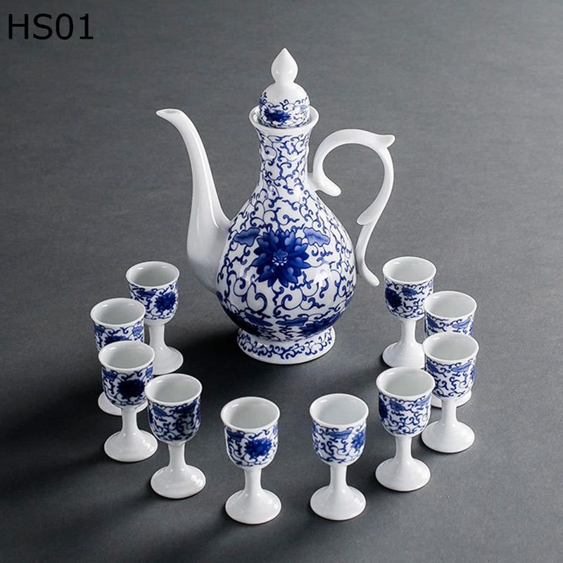 11点セット 酒器セット 陶器 徳利 とっくり ぐい呑み おちょこ セット エナメル 絵柄 手作り 酒器揃 酒器 お酒入れ 酒盃 お猪口 宮廷風 チャイナ風 エレガント 清酒 結婚記念日 家庭用 業務用 ギフトに最適です