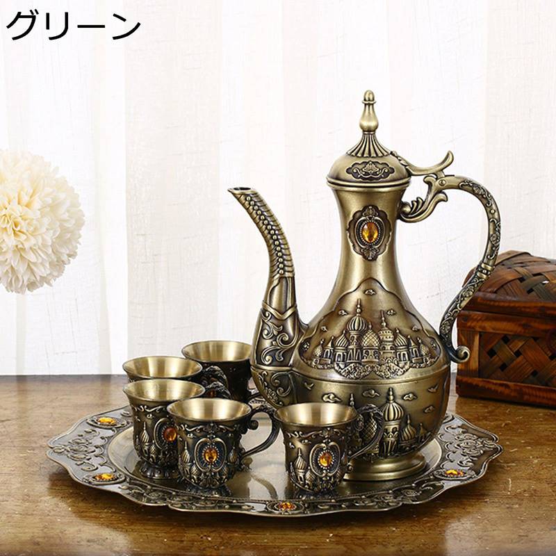 酒器セット 8点セット 徳利１個 ぐい呑み6個セット トレー付き 合金製 お猪口 とっくり ぐい呑み セット レトロな酒器セット エレガント おしゃれ 宴会 晩酌 父の日 新築祝い 引っ越し 家庭用