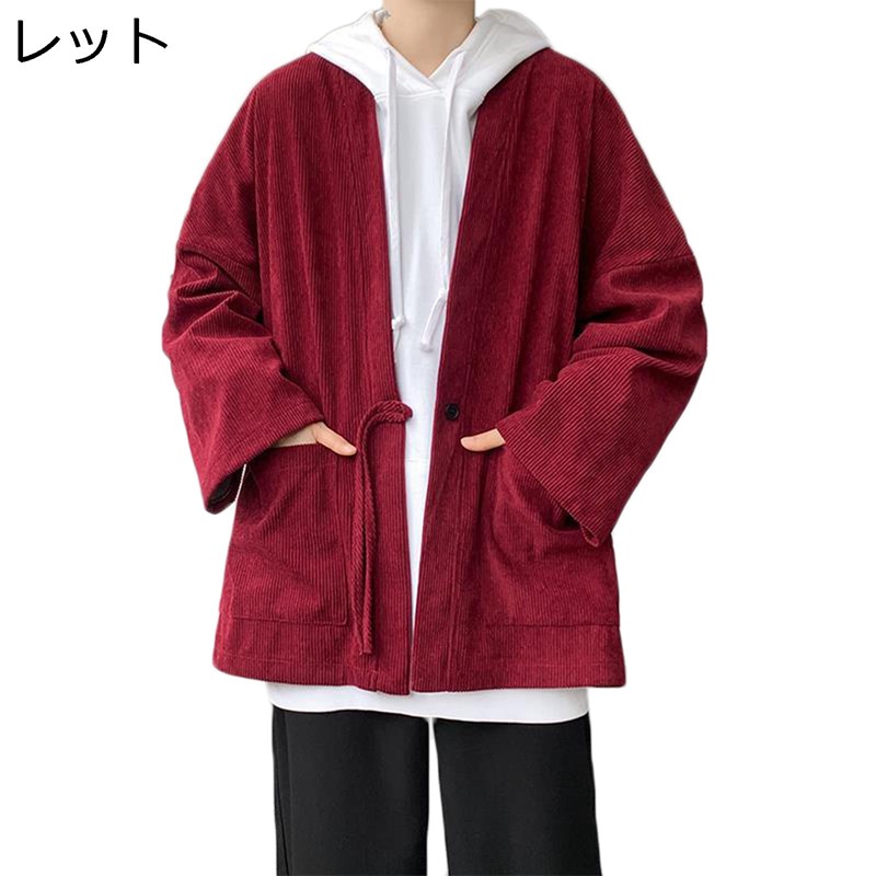メンズ 長袖 ジャケットシャツ 大きいサイズ Vネック ポケット付き M~5XL ルーズ コート ベルスリーブ 和式コート チャイナ風シャツ ルース カジュアル 肌触り良い アウター 伝統服 日常