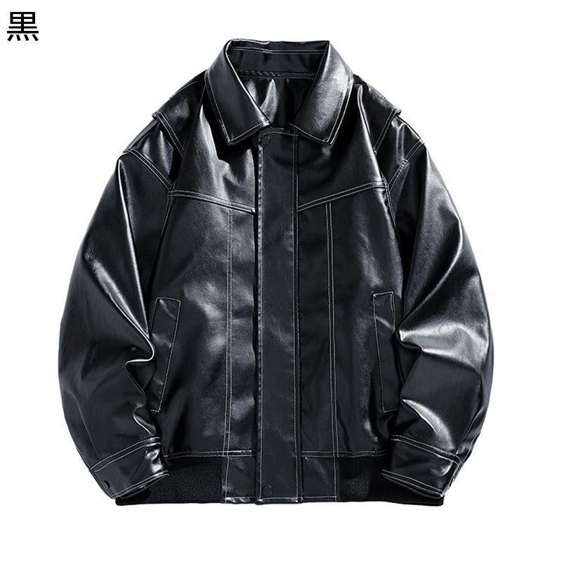 PUレザージャケット メンズ 光沢感 ライダースジャケット 革ジャン 皮ジャン ブルゾン バイクジャケット 折り襟 撥水 防風防寒 暖か クールアウター オシャレ 秋冬服 ゆったり 軽量 プレゼント