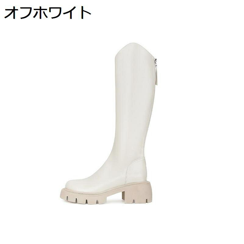 ロングブーツ 厚底 レディース 秋冬 長ブーツ うしろ側チャック 心地よい ゆったり 美脚 Vとり捨てる 高筒ブーツ 無地 流行り物 滑りにくい 足細 軽さ ラウンドトゥ ガーリー ウエスタンブーツ