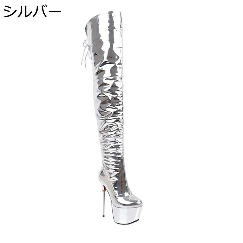 ニーハイブーツ オーバーニーブーツ 大きいサイズ 16cm エナメル レディース ジップアップ セクシー 冬ブーツ 秋着 ピンヒール ポインテッドトゥ ハイヒール 細見え 流行し 柔らかい 通勤