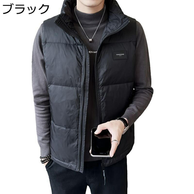 ダウンベスト メンズ 冬用ベスト ショート丈 スタンドカラー 大きいサイズ ゆったり 冬 厚手 保温 暖か 防寒 カジュアル 日常 旅行 アウトドア スポーツ