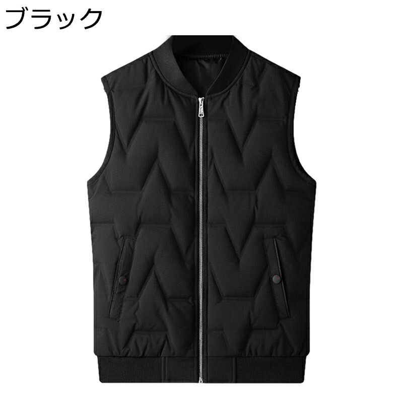ベスト メンズ ダウンベスト ビッグサイズ リブデザイン ファスナー 無地 暖かい 秋冬 薄手 防寒性 保温 カジュアル チョッキ ジレ 冬物 通勤 通学 スポーツ アウトドア