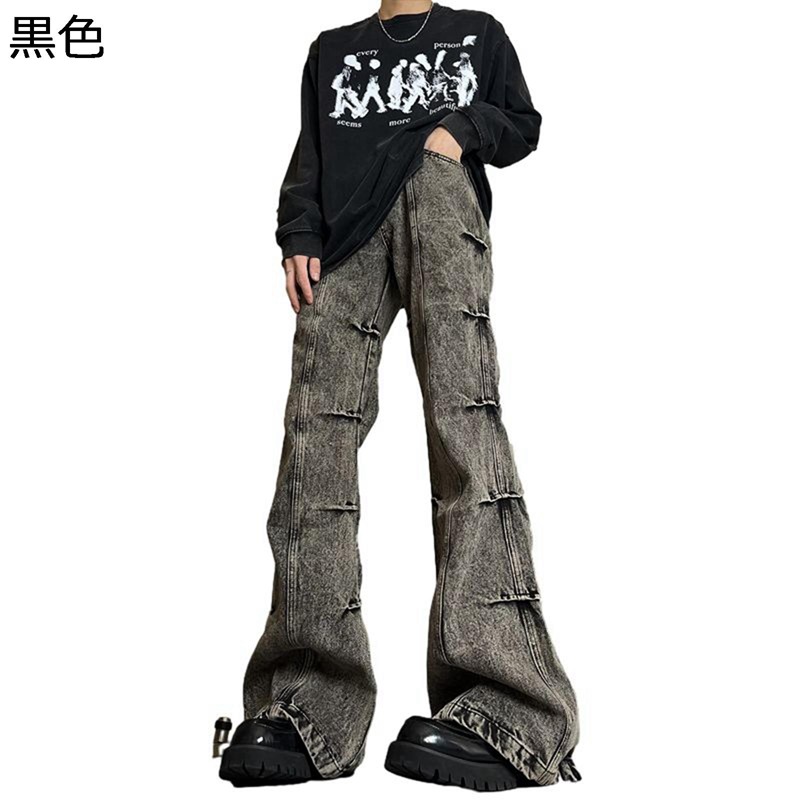 デニムパンツ メンズ 黒 フレア レディース ジーンズ チノパンツ 長ズボン レトロ ファッション カジュアル コーディネイト ナチュラル感 快適 軽薄 通気吸汗 ジーパン かっこいい 紳士 春 夏 秋|NatsuShop 店