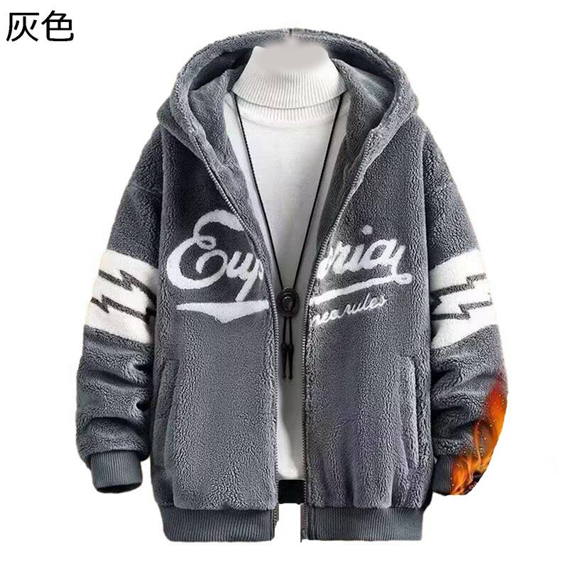 メンズ ボアブルゾン フリースジャケット コート フード付き ゆったり 柄 秋冬 厚手 ジャンパー スタジャン 起毛 綿服 体型カバー 着痩せ カジュアル 防寒着 保温 防風