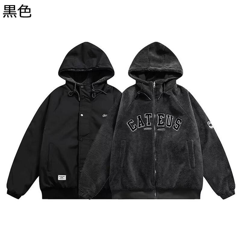 ボアジャケット メンズ メンズ フード ゆったり もこもこ フリース ボア 防寒服 秋冬 裏起毛 男女通用 お揃い スタジャン ジャンパー あったか 厚手 カジュアル おしゃれ 通勤 学生