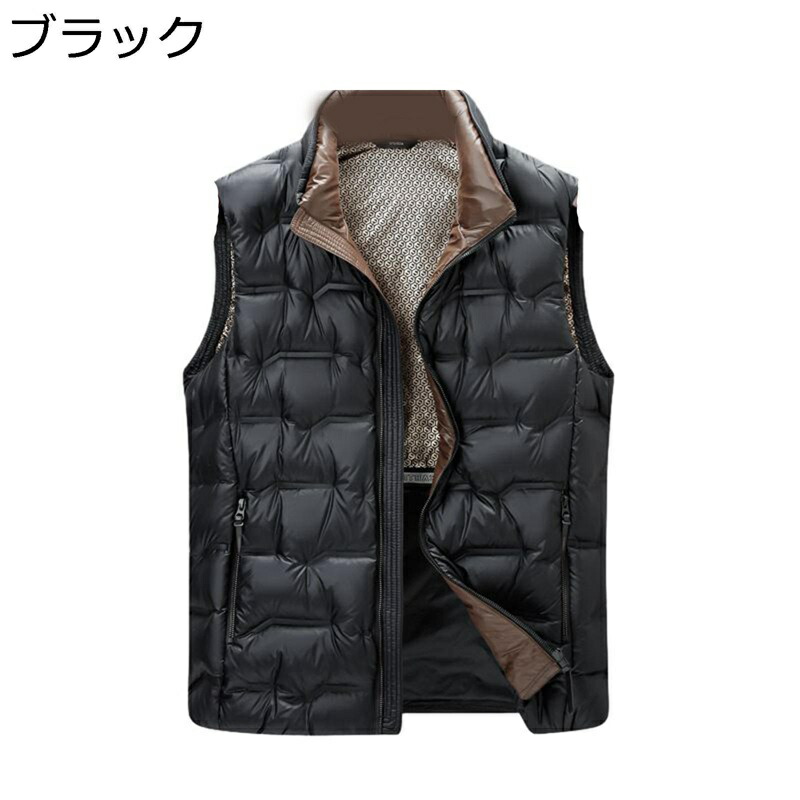 メンズベスト ダウンベスト 大きいサイズ 冬用ベスト カジュアル 厚手 スタンドカラー 保温 秋冬 防水 防寒性 保温性 軽量 暖か チョッキ 冬服 スポーツ アウトドア｜NatsuShop 店