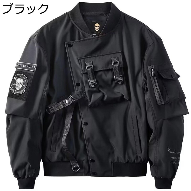 カジュアルジャケット メンズ ショート丈 ストリート系 原宿 防寒着 マウンテンジャケット 保温 トップス 長袖 軽い マルチポケット スタンド BIGシルエット カジュアル 通勤通学 作業 春秋服