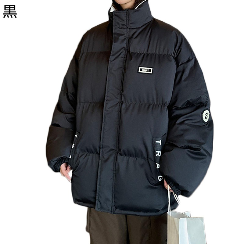 中綿入れジャケット メンズ レディース 中綿コート ショートブルゾン 綿服 暖か 真冬 ダウンアウター 英字柄 ワイド ミドル丈 ライトアウター カジュアル 男女兼用 デイリー アウトドア
